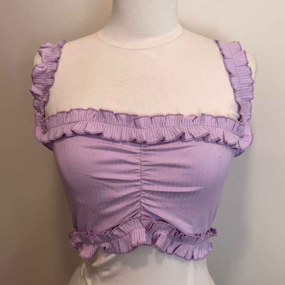 Lavender Ruffle Crop Top – Coquette Style 💜 - Picture 2 of 3
